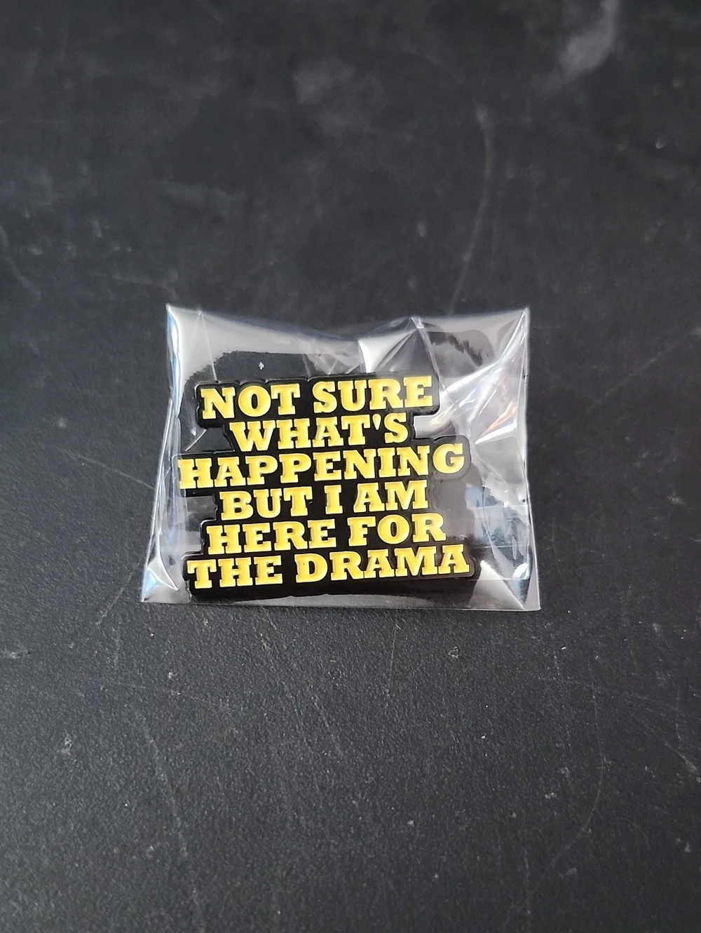 Yellow 'Here for the Drama' Decorative Enamel Pin